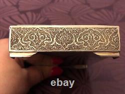 Splendid Antique Box or Case Entirely in Solid Silver from Persia