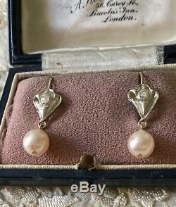 Splendid Earrings Doreilles Old Gold, Silver, Diamond, Pearl Baroque