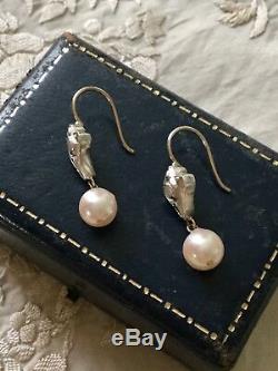 Splendid Earrings Doreilles Old Gold, Silver, Diamond, Pearl Baroque