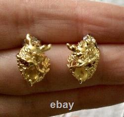 Splendid Old Earrings Dragon Sapphire Yellow Ruby Vermeil Silver