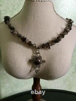 Splendid Old Veritable Necklace Silver Bead Massive, Topaz Smoke- Creator