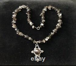 Splendid Old Veritable Necklace Silver Bead Massive, Topaz Smoke- Creator