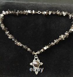 Splendid Old Veritable Necklace Silver Bead Massive, Topaz Smoke- Creator