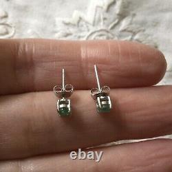 Splendides Anciennes Boucles Natural Doreilles Emeraude, Mass Argent