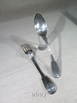 Spoon and Fork Solid Silver Antique Cutlery Minerva