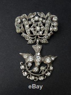 Stunning Old Holy Spirit In Sterling Silver And Rhinestone Brooch