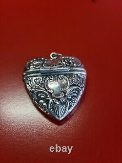 Stunning Old Silver Pillillary Box 925 Superb Heart Pendant