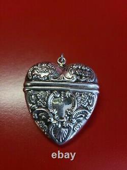 Stunning Old Silver Pillillary Box 925 Superb Heart Pendant