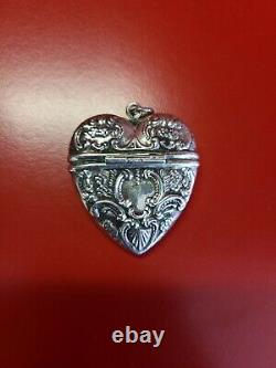 Stunning Old Silver Pillillary Box 925 Superb Heart Pendant