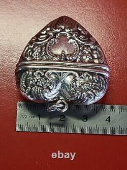 Stunning Old Silver Pillillary Box 925 Superb Heart Pendant