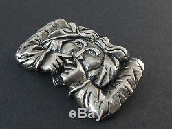 Stunning Old Vintage Silver Brooch Creator Grotesque Character