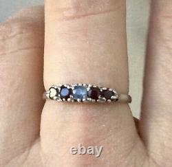 Sublime Ancienne Ring Grenat Sapphire Silver Massif, Tres Belle