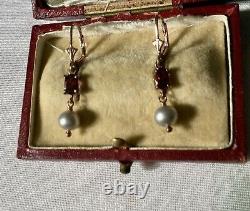 Sublime Ancient Earrings Grenat Pearl Vermeil Gold Rose / Silver