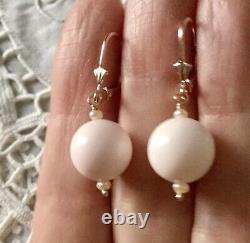 Sublime Ancient Loops Coral Earrings Rose Pearl Fine Gold And Massive Silver
