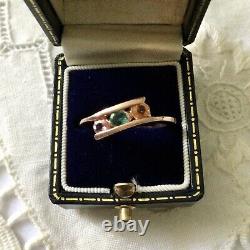 Sublime Ancient Multicolor Natural Sapphires Ring, Pink Gold, Massive Silver