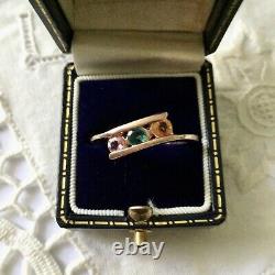 Sublime Ancient Multicolor Natural Sapphires Ring, Pink Gold, Massive Silver