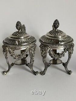 Sublime And Rare Former Pair Of Moutardiers In Massif Argent Goldsmith Fg