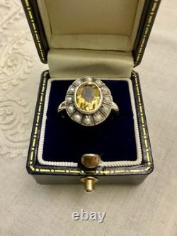 Sublime Antique Citrine Ring, Fine Pearl, and Solid Silver