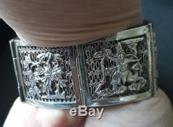 Sublime Bracelet Antique Silver Solid Asian Motifs Nineteenth Time