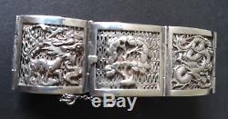 Sublime Bracelet Antique Silver Solid Asian Motifs Nineteenth Time