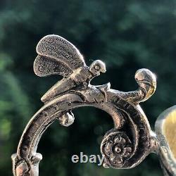 Superb And Ancien Coupe In Solid Silver With Decoration Of Butterflies Art Nouveau