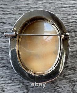 Superb Antique Cameo Brooch Solid Silver Gilded