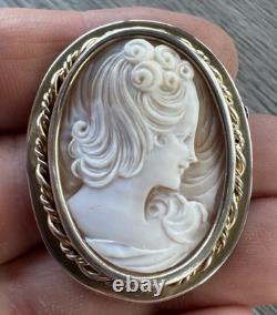 Superb Antique Cameo Brooch Solid Silver Gilded