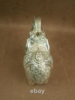 Superb Antique Solid Silver Betel Box in the Shape of an Elephant from India or Indochina