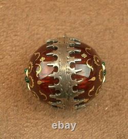 Superb Antique Solid Silver Sphere Pendant with Bressan Enamels