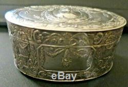 Superb Box Oval Old Engraved Silver Punches Late Nineteenth Century