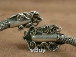 Superb Bracelet Ancient Dragon Silver Massive And Jade China Ndochine Beginning Xxth