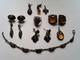 Superb Lot Of Antique Jewelry Amber In Solid Silver 925/1000