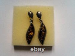 Superb Lot of Antique Jewelry Amber in Solid Silver 925/1000