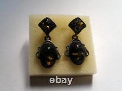 Superb Lot of Antique Jewelry Amber in Solid Silver 925/1000