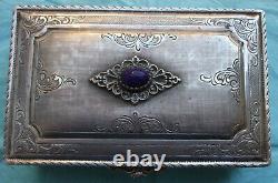 Superb Old And Big Sapphire Silver Box Cabochon 350 Grs