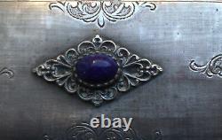 Superb Old And Big Sapphire Silver Box Cabochon 350 Grs