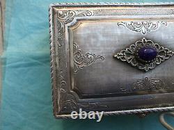 Superb Old And Big Sapphire Silver Box Cabochon 350 Grs