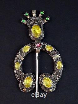 Superb Old Brooch Brooch Provençale Silver And Stone Nineteenth