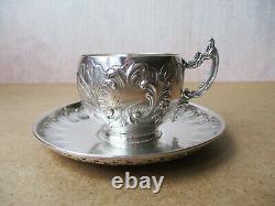 Superb Old Coffee Cup In Solid Silver, Minerve Punch, First Name Jeanne