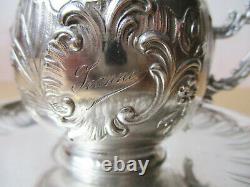 Superb Old Coffee Cup In Solid Silver, Minerve Punch, First Name Jeanne