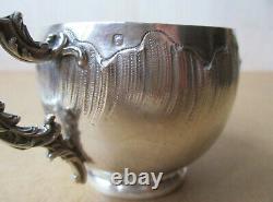 Superb Old Coffee Cup In Solid Silver, Minerve Punch, First Name Jeanne