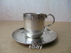 Superb Old Coffee Cup In Solid Silver, Minerve Punch, Very Good Condition