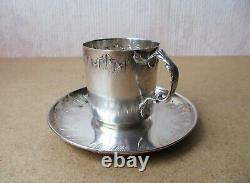 Superb Old Coffee Cup In Solid Silver, Minerve Punch, Very Good Condition