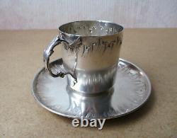 Superb Old Coffee Cup In Solid Silver, Minerve Punch, Very Good Condition