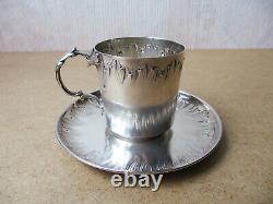 Superb Old Coffee Cup In Solid Silver, Minerve Punch, Very Good Condition