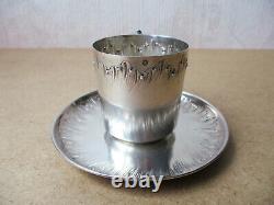 Superb Old Coffee Cup In Solid Silver, Minerve Punch, Very Good Condition