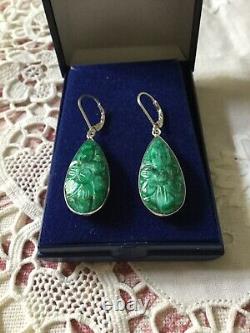 Superb Old Emerald Sculpted Emerald Buckets, Massive Silver, See