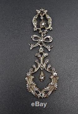 Superb Old Pendant In Sterling Silver And Rose Gold Diamonds Xixth
