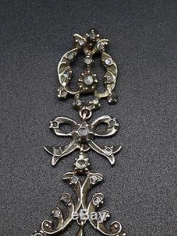 Superb Old Pendant In Sterling Silver And Rose Gold Diamonds Xixth