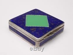 Superb Old Powder Box In Sterling Silver And Email Art Nouveau